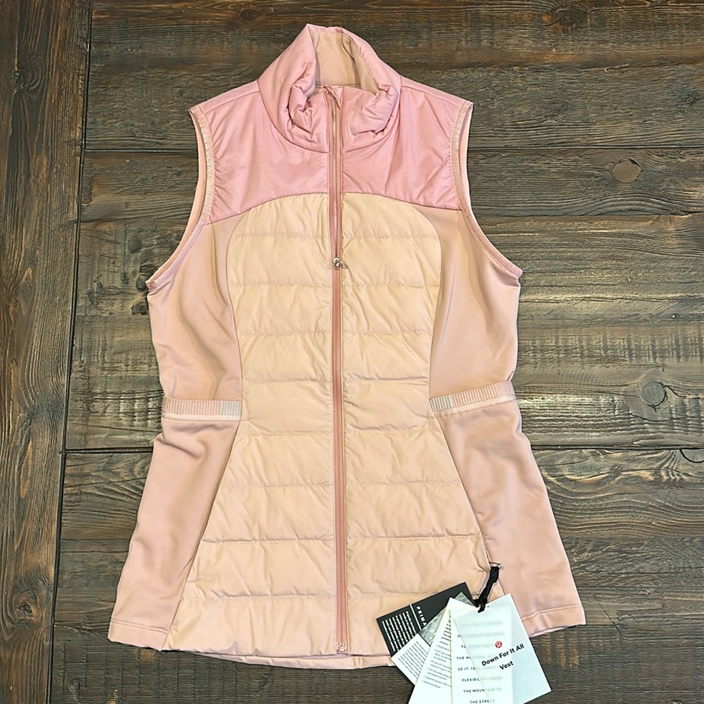 Lululemon Down For It All Vest. Misty Rose. Size 8.